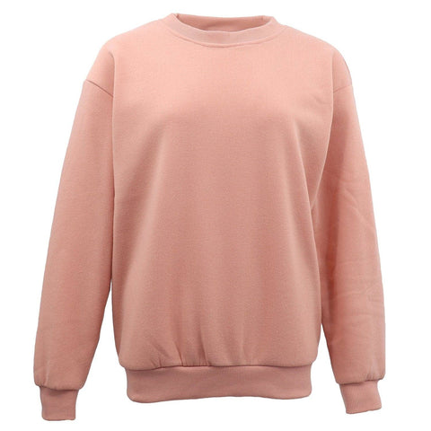 Darrahopens Men's Fashion > Knitwear & Sweaters New Adult Unisex Plain Pullover Fleece Jumper Mens Long Sleeve Crew Neck Sweater, Wash Pink, L