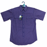 Darrahopens Men's Fashion > Shirts Bisley Mens Short Sleeve Check Shirt Checkered Cotton Blend Casual Business Work - Navy - S