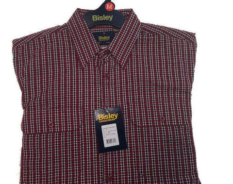 Darrahopens Men's Fashion > Shirts BISLEY SEERSUCKER SHORT SLEEVE SHIRT Plus King Size Work Cotton Blend Check - BS2770_CBKR (BKR) - M