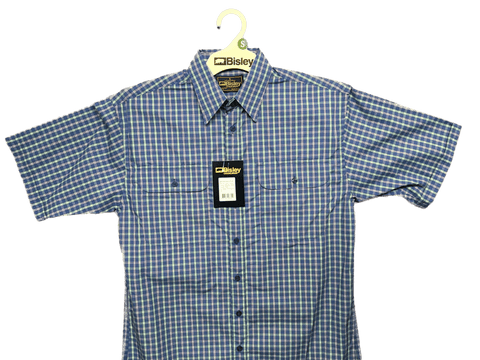 Darrahopens Men's Fashion > Shirts BISLEY SHORT SLEEVE SHIRT Everyday Casual Business Work Cotton Blend Check - BS2573_CAMO (AMO) - S