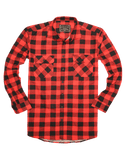 Darrahopens Men's Fashion > Shirts Mens 100% Cotton Flannelette Shirt Long Sleeve Check Authentic Flannel - Red/Black - S
