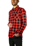 Darrahopens Men's Fashion > Shirts Mens 100% Cotton Flannelette Shirt Long Sleeve Check Authentic Flannel - Red/Black - S