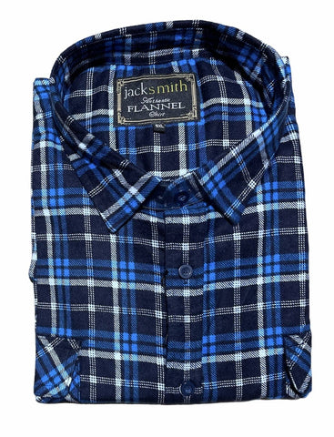 Darrahopens Men's Fashion > Shirts Mens Flannelette Long Sleeve Pullover Shirt 100% Cotton Flannel - Half Placket - Navy/Blue/White - M