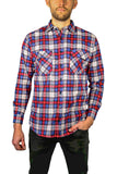 Darrahopens Men's Fashion > Shirts Mens Flannelette Long Sleeve Shirt 100% Cotton Check Authentic Flannel - Full Placket - Navy/Red/White - XXL
