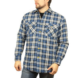 Darrahopens Men's Fashion > Shirts Mens Flannelette Long Sleeve Shirt 100% Cotton Check - Full Placket - Spanish Blue - 5XL