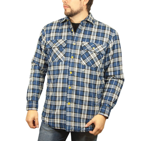 Darrahopens Men's Fashion > Shirts Mens Flannelette Long Sleeve Shirt 100% Cotton Check - Full Placket - Spanish Blue - 5XL