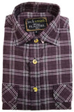 Darrahopens Men's Fashion > Shirts Mens Half Placket Flannelette Long Sleeve Pullover Shirt 100% Cotton Check Authentic Flannel  - Burgundy - S