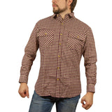 Darrahopens Men's Fashion > Shirts Mens Long Sleeve Flannelette Shirt 100% Cotton Flannel - Burgundy Check - XXL