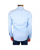 Darrahopens Men's Fashion > Shirts Milano Solid Color Shirt in Light Blue - Soft Satin Fabric - 100% Cotton 39 IT Men