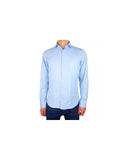 Darrahopens Men's Fashion > Shirts Milano Solid Color Shirt in Light Blue - Soft Satin Fabric - 100% Cotton 40 IT Men