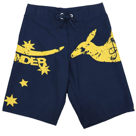 Darrahopens Men's Fashion > Shorts Men's Adult Board Shorts Australia Day Kangaroo Down Under Souvenir Beach Wear, Navy/Yellow, 2XL