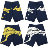 Darrahopens Men's Fashion > Shorts Men's Adult Board Shorts Australia Day Kangaroo Down Under Souvenir Beach Wear, Navy/Yellow, 2XL