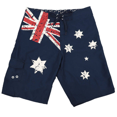 Darrahopens Men's Fashion > Shorts Men's Adult Board Shorts Australian Flag Australia Day Souvenir Navy Beach Wear, Navy, S