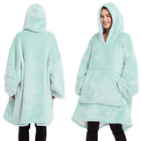 Darrahopens Men's Fashion > Sleepwear Oversized Soft Pullover Plain Hoodie Warm Fleece Blanket Plush Winter Sweatshirt, Aqua, Adult
