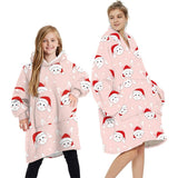 Darrahopens Men's Fashion > Sleepwear Oversized Soft Pullover Plain Hoodie Warm Fleece Blanket Plush Winter Sweatshirt, Christmas Bunny, Adult