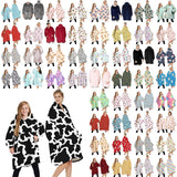 Darrahopens Men's Fashion > Sleepwear Oversized Soft Pullover Plain Hoodie Warm Fleece Blanket Plush Winter Sweatshirt, Christmas Bunny, Adult