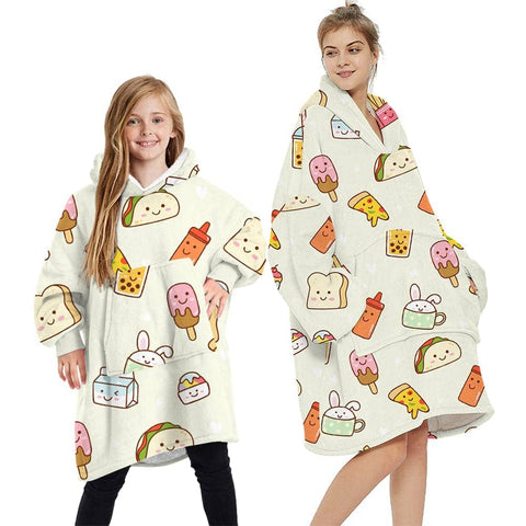 Darrahopens Men's Fashion > Sleepwear Oversized Soft Pullover Plain Hoodie Warm Fleece Blanket Plush Winter Sweatshirt, Food, Adult