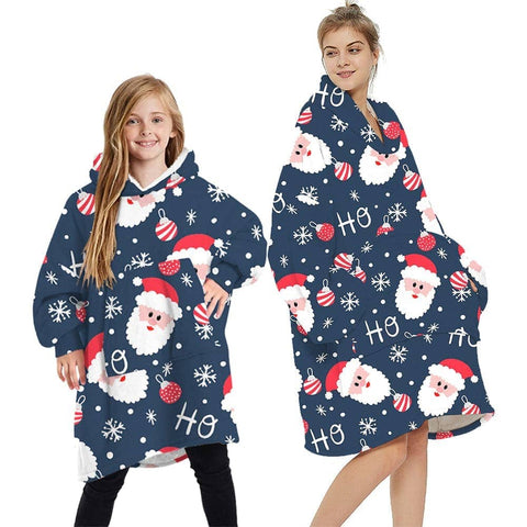 Darrahopens Men's Fashion > Sleepwear Oversized Soft Pullover Plain Hoodie Warm Fleece Blanket Plush Winter Sweatshirt, Santa, Adult