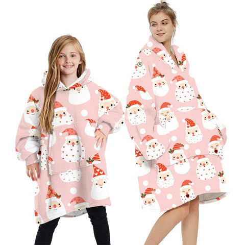 Darrahopens Men's Fashion > Sleepwear Oversized Soft Pullover Plain Hoodie Warm Fleece Blanket Plush Winter Sweatshirt, Santa (Pink), Adult