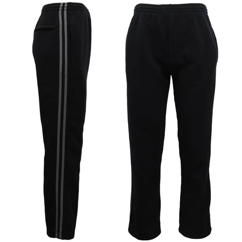 Darrahopens Men's Fashion > Sweats & Trackpants Men's Fleece Casual Sports Track Pants w Zip Pocket Striped Sweat Trousers S-6XL, Black w Grey Stripes, 4XL