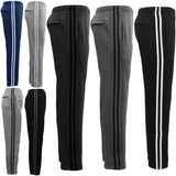 Darrahopens Men's Fashion > Sweats & Trackpants Men's Fleece Casual Sports Track Pants w Zip Pocket Striped Sweat Trousers S-6XL, Black w Grey Stripes, XL