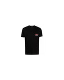 Darrahopens Men's Fashion > Tops & T-shirts Black Cotton T-Shirt with Contrasting Logo Stamps