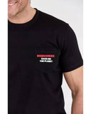 Darrahopens Men's Fashion > Tops & T-shirts Black Cotton T-Shirt with Contrasting Logo Stamps
