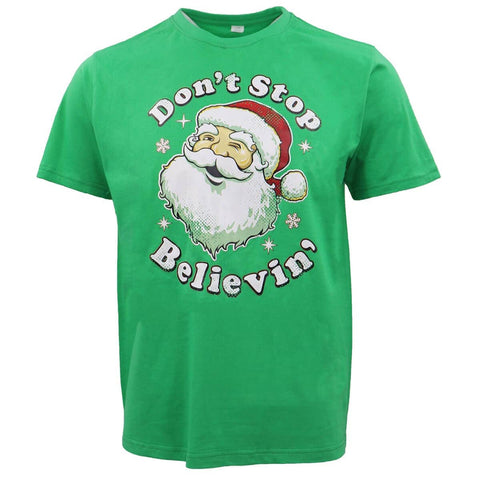 Darrahopens Men's Fashion > Tops & T-shirts New Funny Adult Xmas Christmas T Shirt Tee Mens Womens 100% Cotton Jolly Ugly, Don't Stop Believin' (Green), 2XL