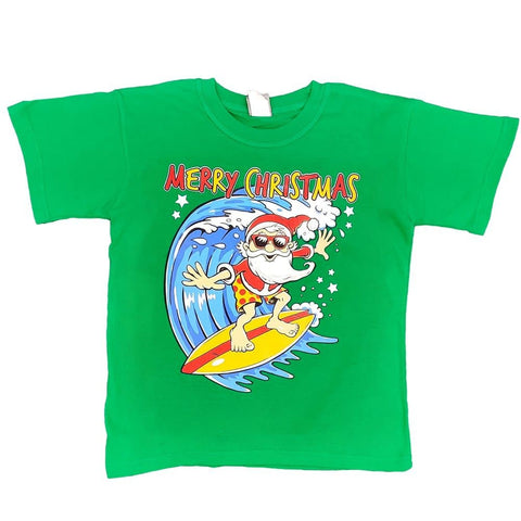 Darrahopens Men's Fashion > Tops & T-shirts New Funny Adult Xmas Christmas T Shirt Tee Mens Womens 100% Cotton Jolly Ugly, Santa Surf (Green), L