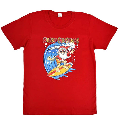 Darrahopens Men's Fashion > Tops & T-shirts New Funny Adult Xmas Christmas T Shirt Tee Mens Womens 100% Cotton Jolly Ugly, Santa Surf (Red), S