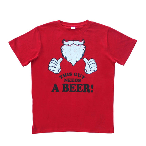 Darrahopens Men's Fashion > Tops & T-shirts New Funny Adult Xmas Christmas T Shirt Tee Mens Womens 100% Cotton Jolly Ugly, This Guy Needs a Beer!, XL