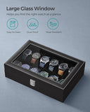 Darrahopens Men's Fashion > Watches SONGMICS 12-Slot Watch Box with Large Glass Lid and Removable Watch Pillows Black Lining
