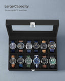 Darrahopens Men's Fashion > Watches SONGMICS 12-Slot Watch Box with Large Glass Lid and Removable Watch Pillows Black Lining