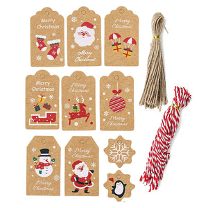 Darrahopens Occasions > Christmas 100Pack Xmas Decoration 350g Thicken Kraft Paper Gift Tag Wrapping Kraft Tag Hang Tags(Style C)