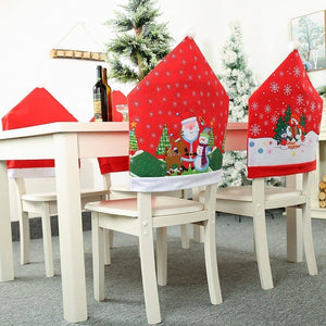 Darrahopens Occasions > Christmas 10x Christmas Chair Covers Dinner Table Santa Hat Snowman Home Décor Ornaments, Santa (10 Chair Covers)