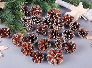 Darrahopens Occasions > Christmas 18 Christmas Natural Pine Cones Xmas Tree Hanging Home Decoration Ornament Gifts, 18x Natural w Snow Covered Pinecones