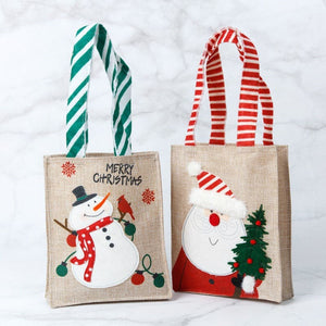 Darrahopens Occasions > Christmas 2Pcs Set Christmas Gift Bags Sackcloth Festive Cartoon hand gift bags