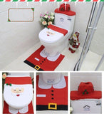 Darrahopens Occasions > Christmas 4pcs Christmas Toilet Seat Cover Rug Bathroom Set Santa Snowman Xmas Home Décor, Santa