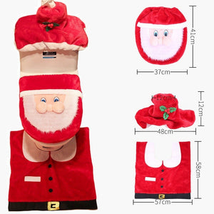 Darrahopens Occasions > Christmas 4pcs Christmas Toilet Seat Cover Rug Bathroom Set Santa Snowman Xmas Home Décor, Santa B (Set of 3)
