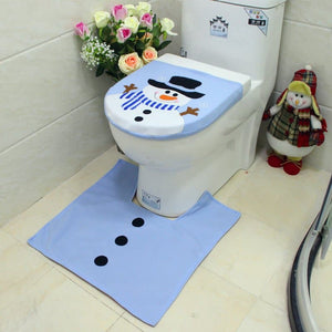 Darrahopens Occasions > Christmas 4pcs Christmas Toilet Seat Cover Rug Bathroom Set Santa Snowman Xmas Home Décor, Snowman C (Set of 2)