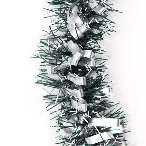 Darrahopens Occasions > Christmas 5x 2.5m Christmas Tinsel Xmas Garland Sparkly Snowflake Party Natural Home Décor, Bows (Silver Black)