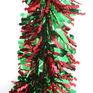 Darrahopens Occasions > Christmas 5x 2.5m Christmas Tinsel Xmas Garland Sparkly Snowflake Party Natural Home Décor, Crinkle Cut (Red Green)