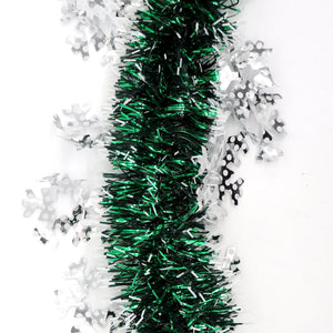 Darrahopens Occasions > Christmas 5x 2.5m Christmas Tinsel Xmas Garland Sparkly Snowflake Party Natural Home Décor, Snow in Dark Green