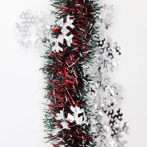Darrahopens Occasions > Christmas 5x 2.5m Christmas Tinsel Xmas Garland Sparkly Snowflake Party Natural Home Décor, Snow in Red