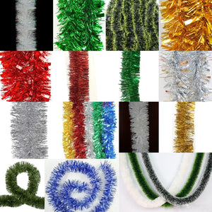 Darrahopens Occasions > Christmas 5x 2.5m Christmas Tinsel Xmas Garland Sparkly Snowflake Party Natural Home Décor, Snow Speckles in Green