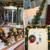 Darrahopens Occasions > Christmas 9FT Yellow Christmas Garland with LED Light Xmas Artificial Wreath Stairs Rattan Decor