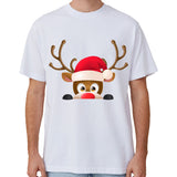 Darrahopens Occasions > Christmas > Christmas Clothing 100% Cotton Christmas T-shirt Adult Unisex Tee Tops Funny Santa Party Custume, Reindeer Head (White), L