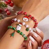 Darrahopens Occasions > Christmas > Christmas Clothing (12-Pack) Festive Christmas Beaded Charm Bracelet Set- Santa, Snowman & Reindeer Jewelry In Australia - Darrahopens