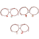 Darrahopens Occasions > Christmas > Christmas Clothing 3 Pairs Cute Couple Bracelets - Magnetic Christmas & New Year Friendship Rope Bracelets with Charms (Adjustable, 9.3g)