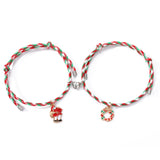 Darrahopens Occasions > Christmas > Christmas Clothing 3 Pairs Cute Couple Bracelets - Magnetic Christmas & New Year Friendship Rope Bracelets with Charms (Adjustable, 9.3g)